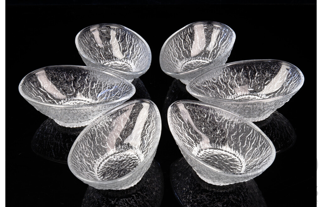 Set Six Retro Ice Glass Avocado Bowls