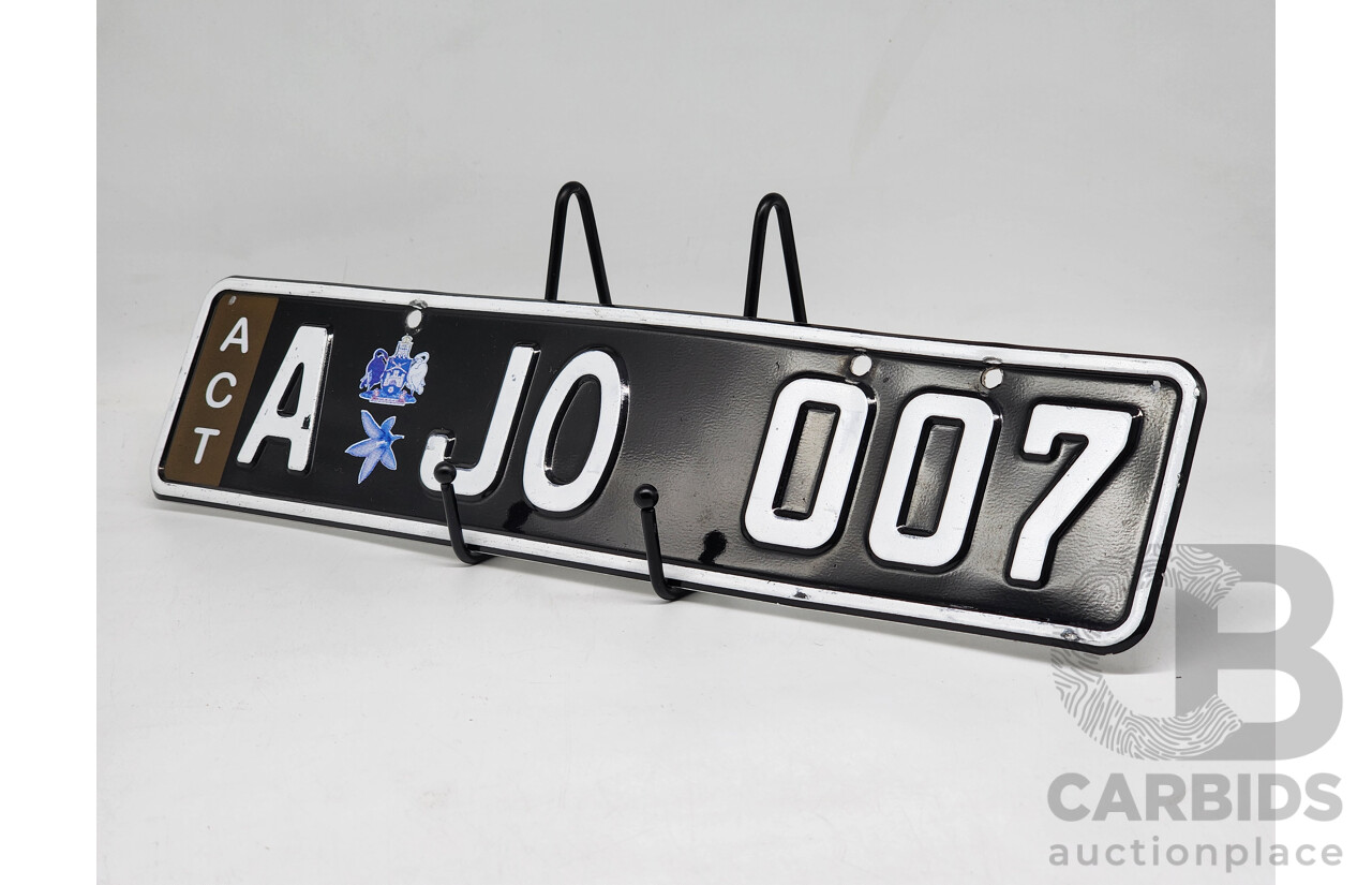 ACT Alpha Numerical European Style Number Plate - AJ0 007