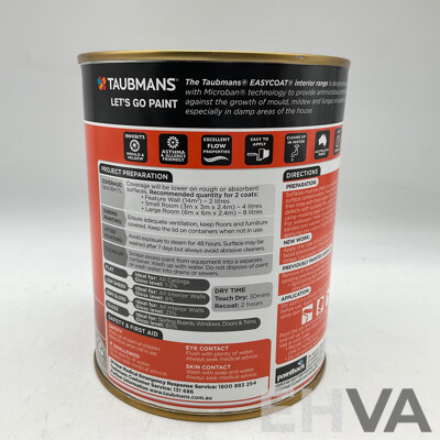 TAUBMANS Easy Coat Low Sheen HI Chroma Red for Interior Walls 1L - Lot of 12 -Estimated Total ORP $480.00