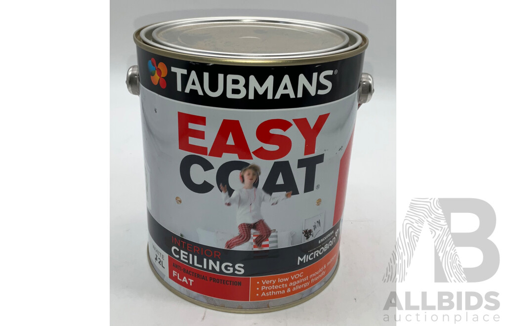 TAUBMANS Easy Coat Flat White for Interior Ceilings 2L - Lot of 6 - Estimated Total ORP $215.00