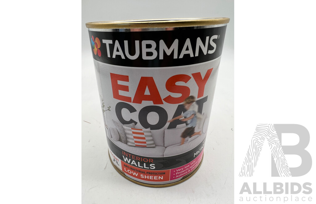 TAUBMANS Easy Coat Low Sheen Accent for Interior Walls 1L - Lot of 12 - ORP $480.00