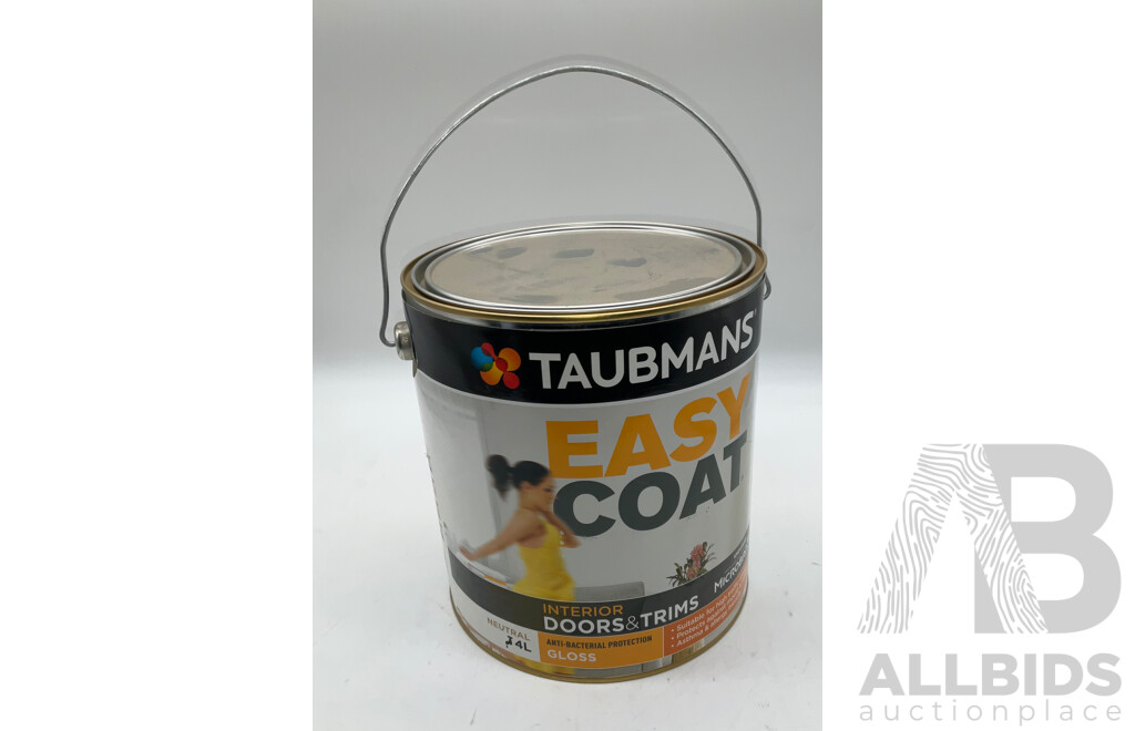 TAUBMANS Easy Coat Gloss Neutral for Interior Doors & Trims 4L - Lot of 6 - Estimated Total ORP $420.00