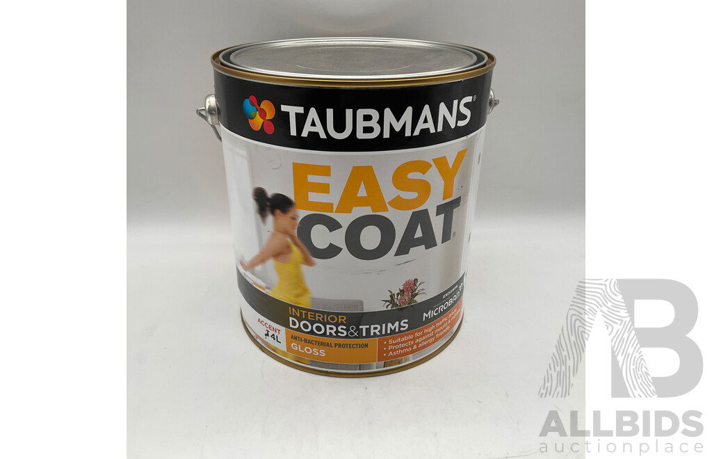 TAUBMANS Easy Coat Gloss Accent for Interior Doors & Trims 4L - Lot of 6 - Estimated Total ORP $420.00