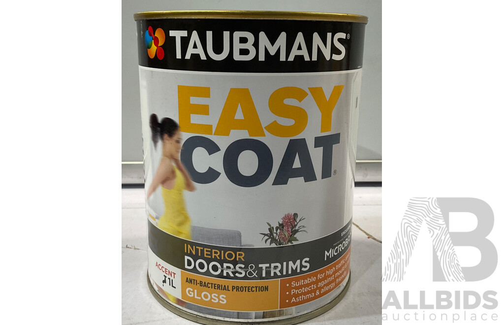 TAUBMANS Easy Coat Gloss Accent for Interior Doors & Trims 1L - Lot of 12 -Estimated Total ORP $480.00