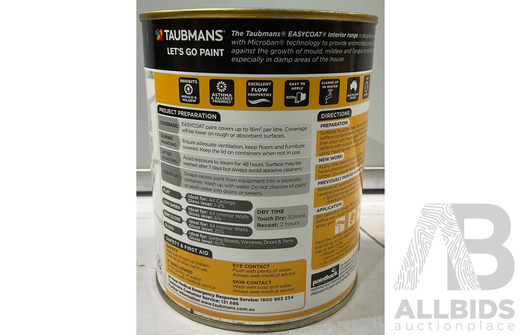 TAUBMANS Easy Coat Gloss Accent for Interior Doors & Trims 1L - Lot of 12 -Estimated Total ORP $480.00