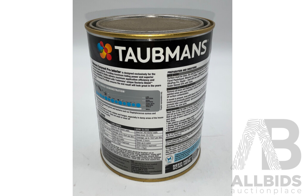 TAUBMANS Easy Coat PRO Low Sheen Neutral for Walls 1L - Lot of 12 - Estimated Total ORP $480.00