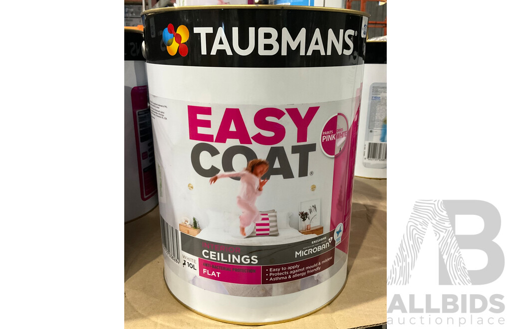 TAUBMANS Easy Coat Flat White for Interior Ceilings 10L - Lot of 2 - Estimated Total ORP $260.00