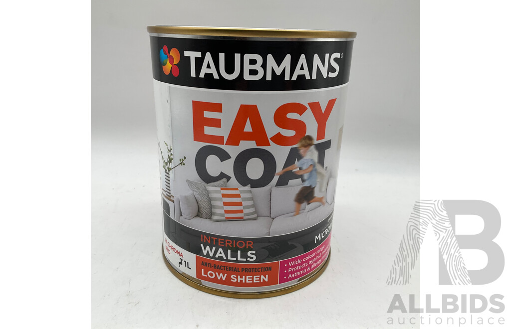 TAUBMANS Easy Coat Low Sheen HI Chroma Red for Interior Walls 1L - Lot of 9 - Estimated Total ORP $360.00