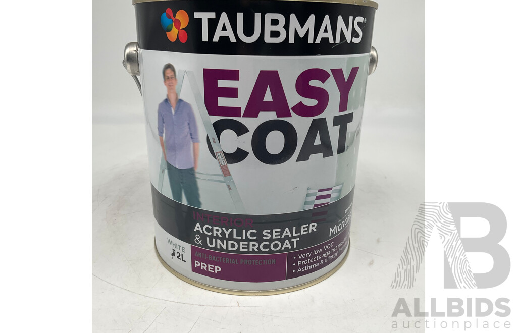 TAUBMANS Easy Coat Interior Acrylic Sealer and Undercoat Prep White 2L - Lot of 7 - Estimated Total ORP $325.5