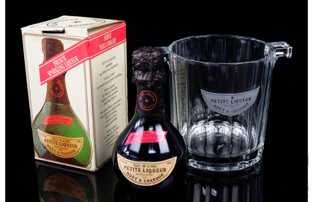 Moet & Chandon Petit Liqueur Set, 200ml in Original Box Along with Matching Crystal Ice Bucket