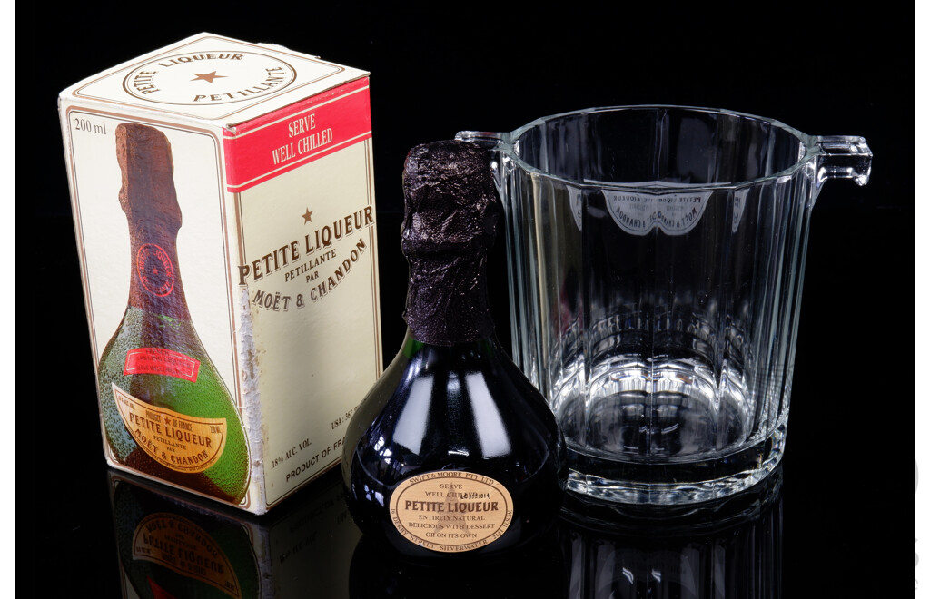 Moet & Chandon Petit Liqueur Set, 200ml in Original Box Along with Matching Crystal Ice Bucket