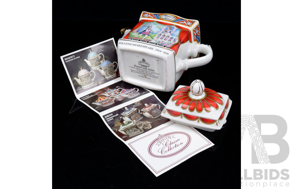 Vintage Saddler Porcelain Romeo & Juliet Teapot