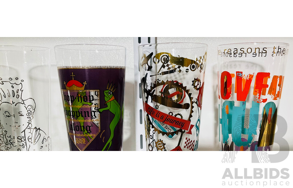 Collection of Six Ritzenhoff Beer Glasses Designed by Diverse Artists