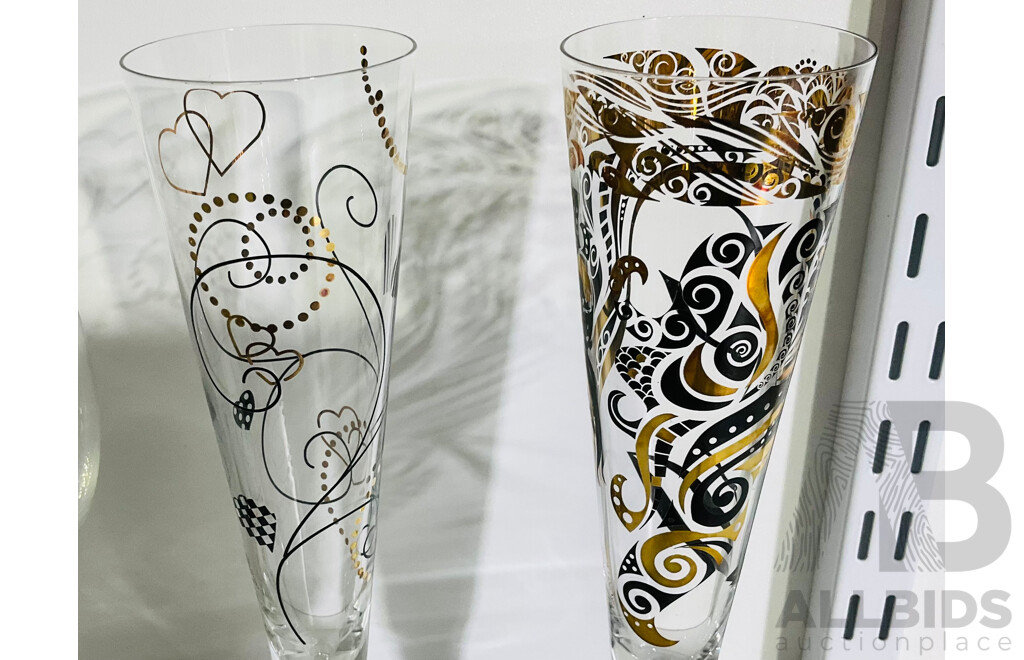 Collection of Ritzenhoff Beer, Wine and Champagne Glasses with Unique  Designs by Varied Artists