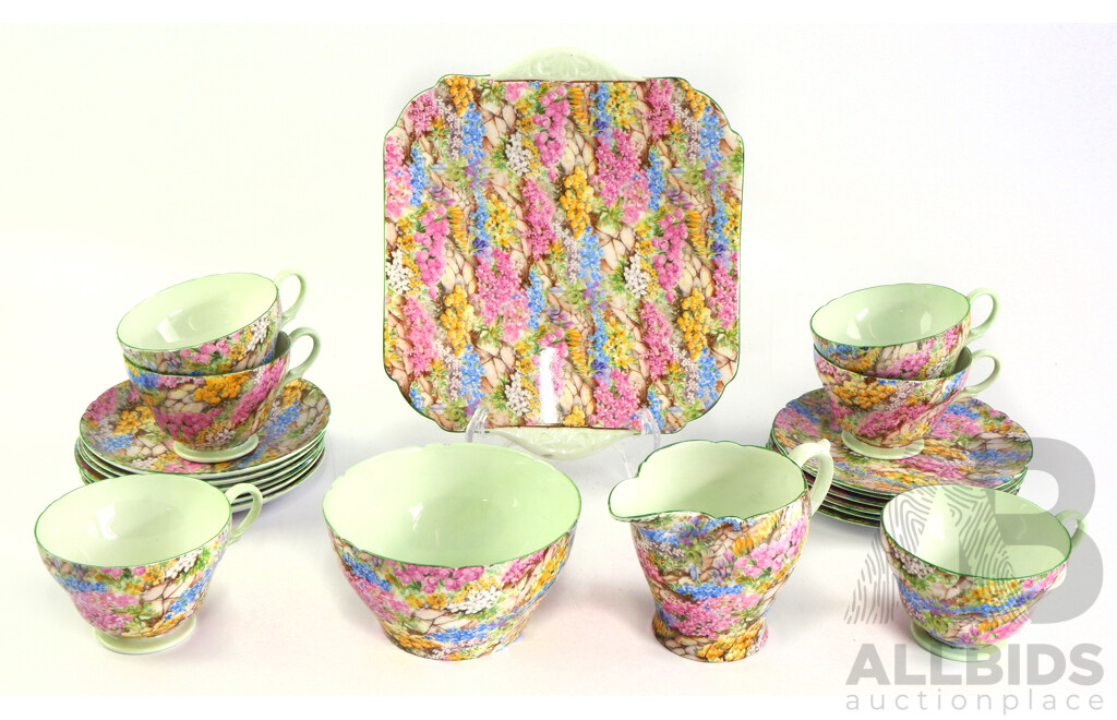 Vintage 21 Piece Shelly Tea Set in Rock Garden Pattern