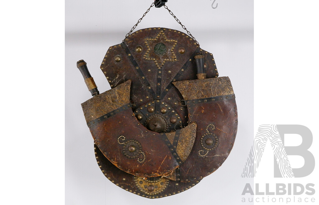 Moorish Leather Shield with 2 Scabbards and Knives