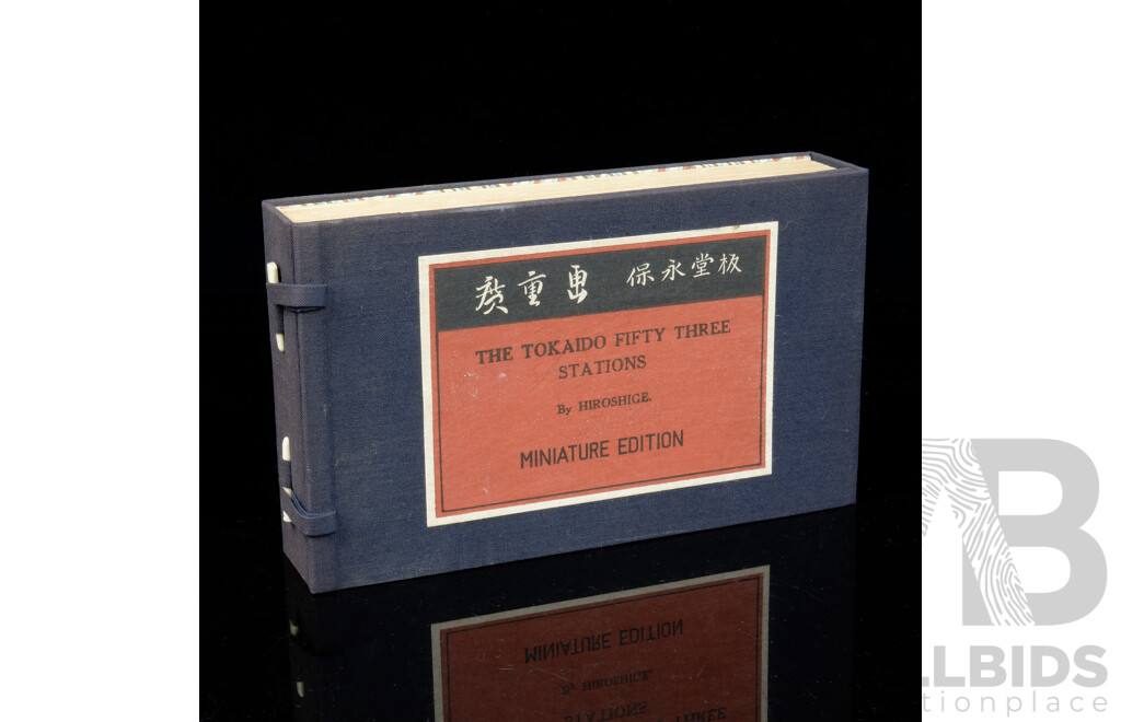 The Tokaido Fifty Three Stations by Hiroshige, Miniature Edition, Woodblocks in Fold out Format