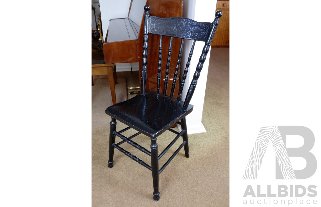 Vintage Black Painted Cottage Chair