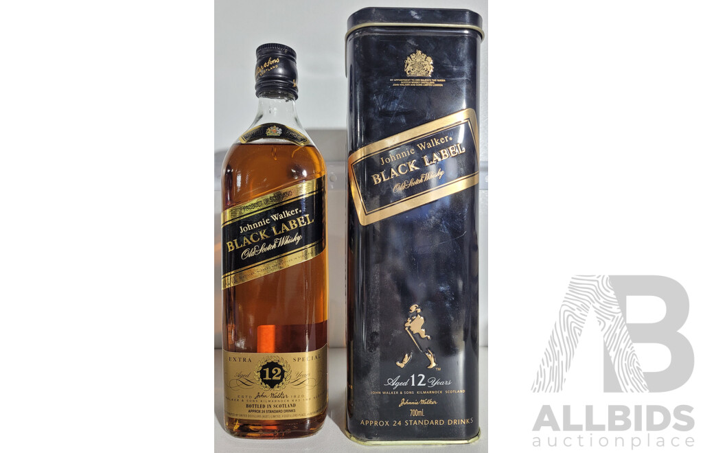 Johnnie Walker Black Label Scotch Whisky 700ml in Original Tin