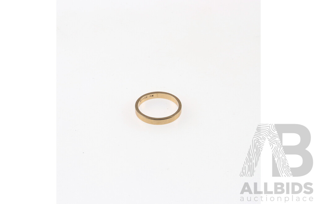 14ct Yellow Gold Flat Profile Wedding Ring, Size M, 2.76 Grams