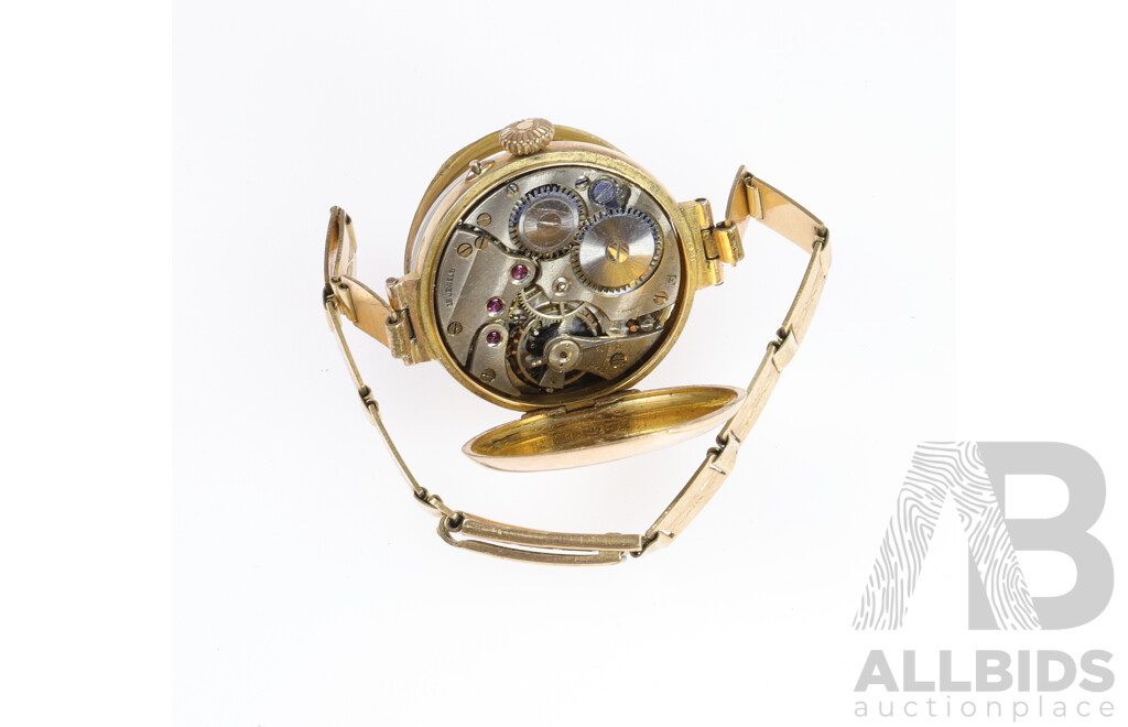 RARE 9CT Antique 1860/61 Ladies Watch & Band, 15 Jewel, Date Hallmarked, 19.26 Grams