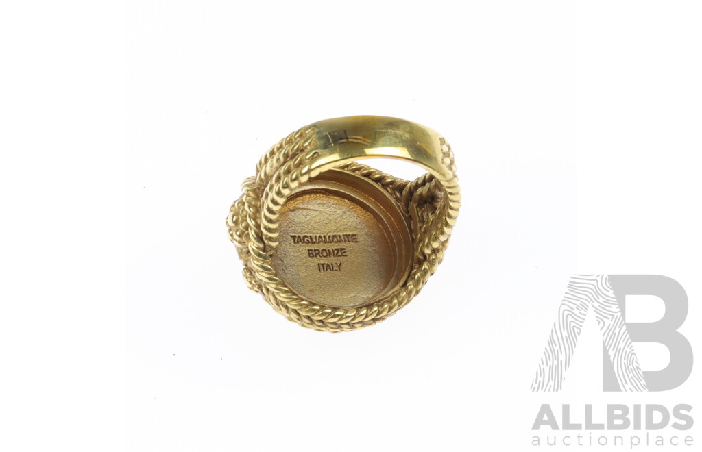 Tagliamonte Roman Style Bronze Italy Ring, Size U, 19.59 Grams, Hallmarked