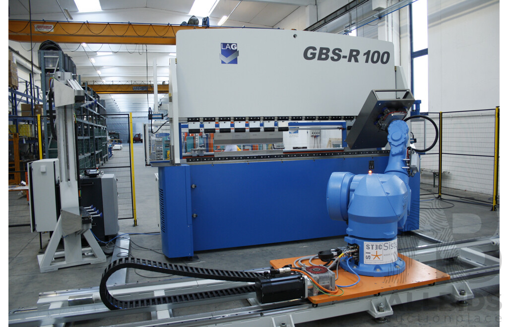 "2010 LAG GBS R 100-3000"  100Ton Press Brake with 6 Axis Staubli TX200 Robot