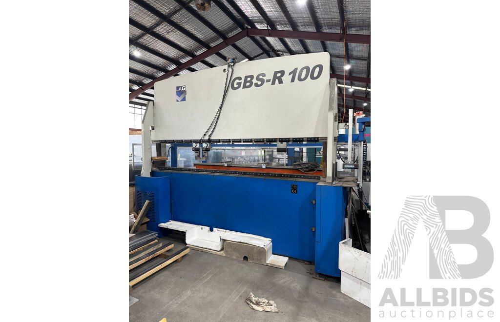 "2010 LAG GBS R 100-3000"  100Ton Press Brake with 6 Axis Staubli TX200 Robot