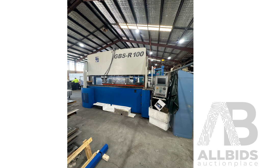 "2010 LAG GBS R 100-3000"  100Ton Press Brake with 6 Axis Staubli TX200 Robot
