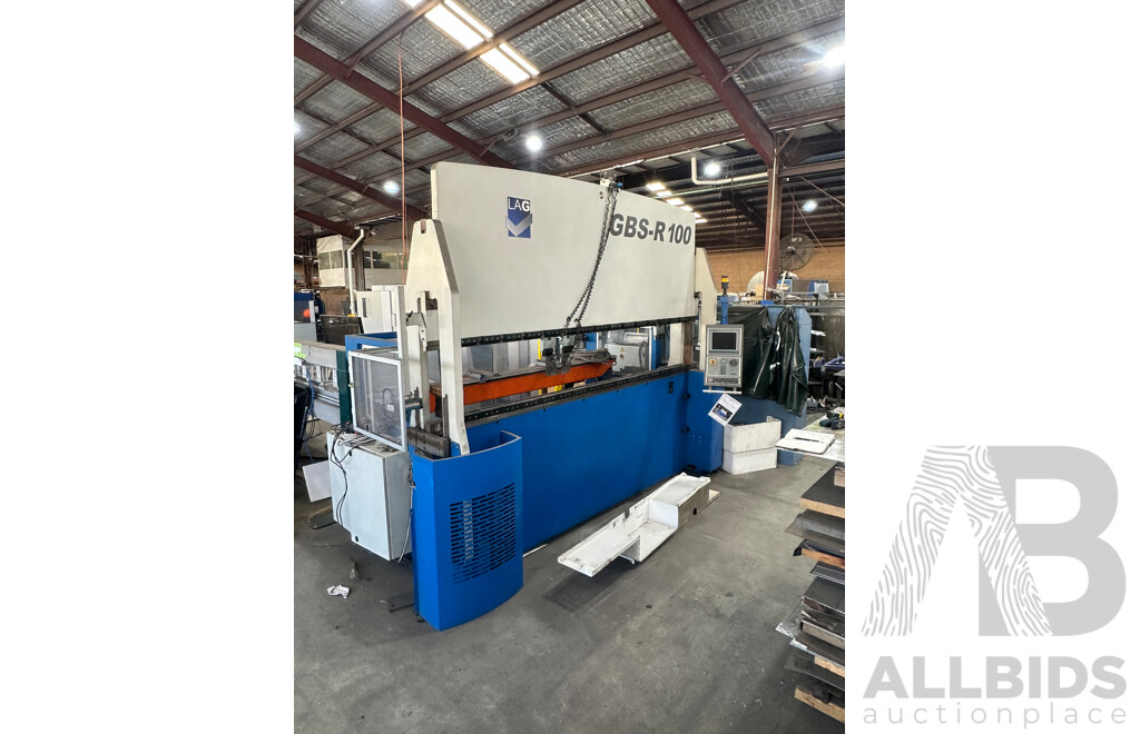 "2010 LAG GBS R 100-3000"  100Ton Press Brake with 6 Axis Staubli TX200 Robot