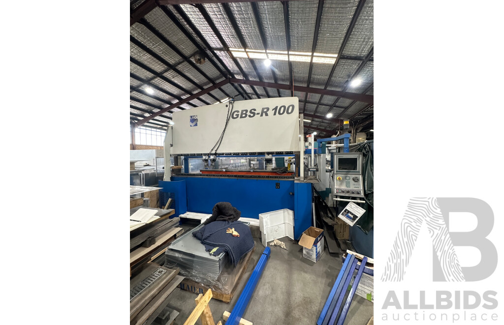 "2010 LAG GBS R 100-3000"  100Ton Press Brake with 6 Axis Staubli TX200 Robot