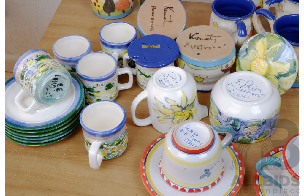 Collection of Vintage Hand Painted Ceramics, Including John Kemety, Italian Examples and More 