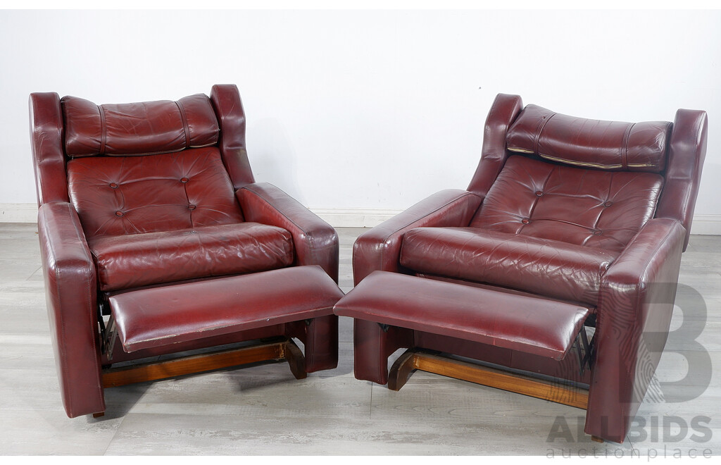 Pair of Vintage Vinly Reclining Armchairs