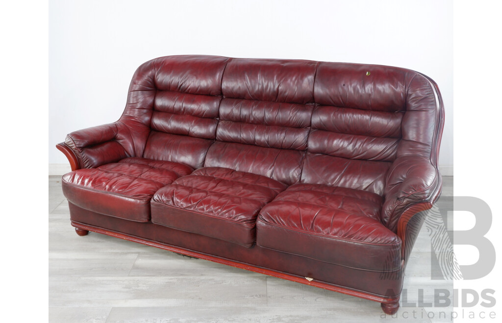 Pair of Leather Three Seater Lounges