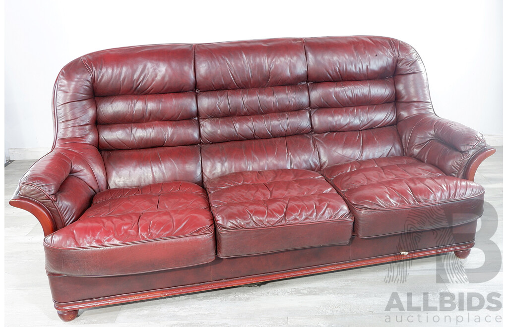 Pair of Leather Three Seater Lounges