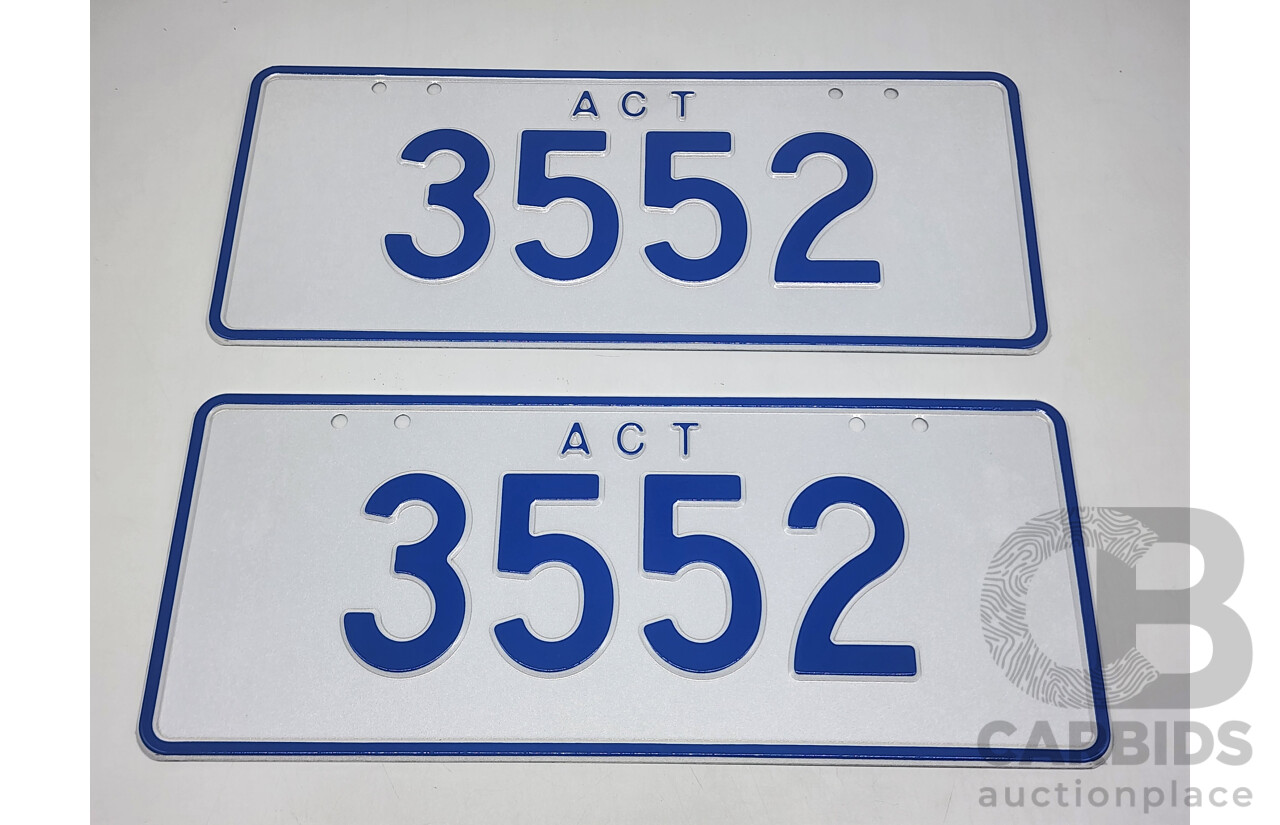 ACT 4 - Digit Numerical Number Plate - 3552