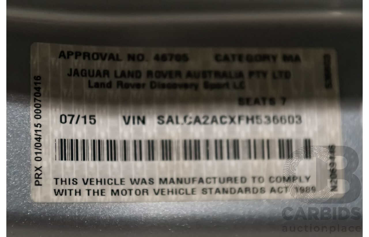 7/2015 Land Rover Discovery Sport TD4 SE LC 4d Wagon Silver 2.2L Turbo Diesel - 7 Seater