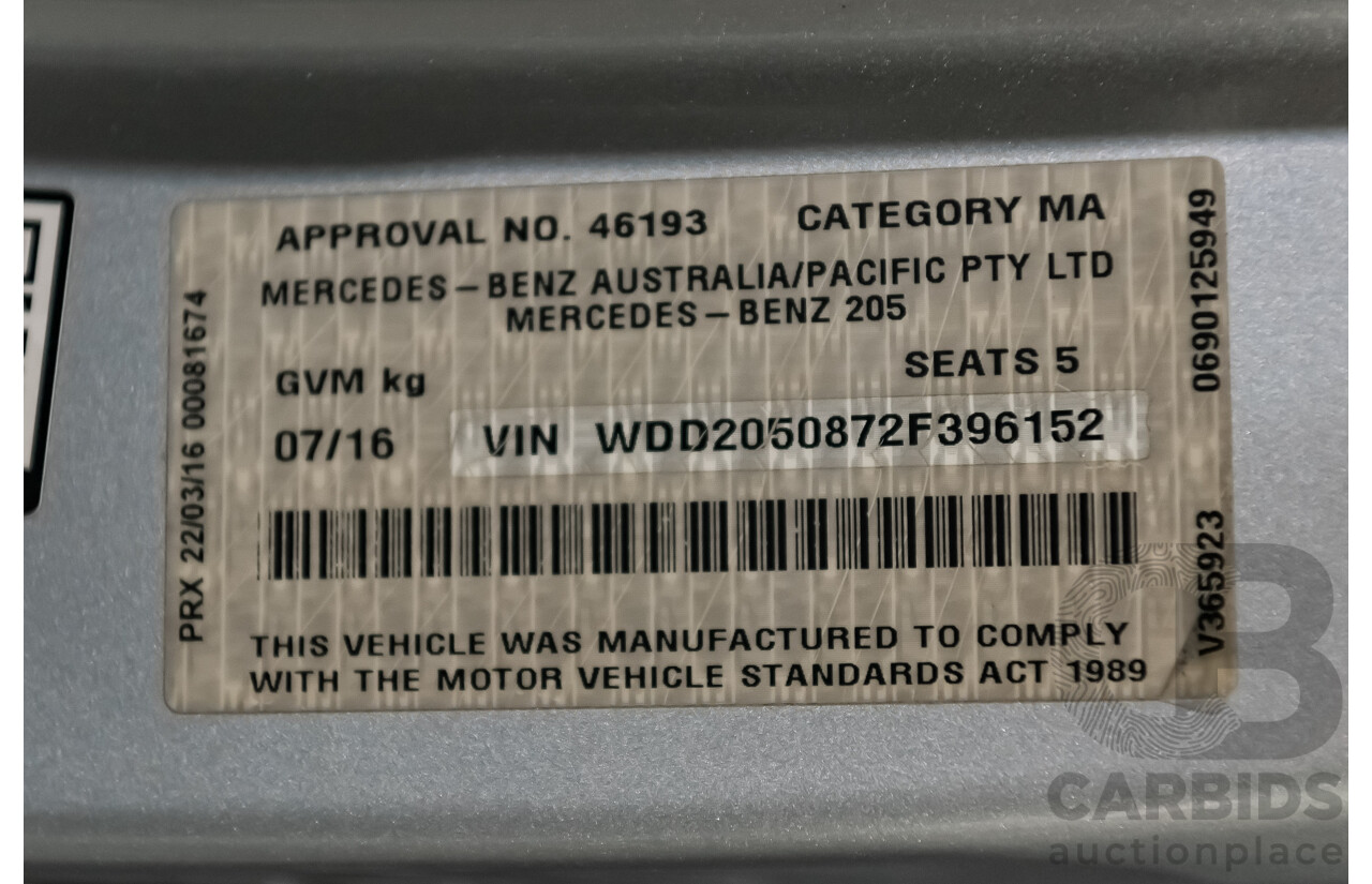 7/2016 Mercedes-Benz C63 AMG S 205 4d Sedan Silver 4.0L Twin Turbocharged V8