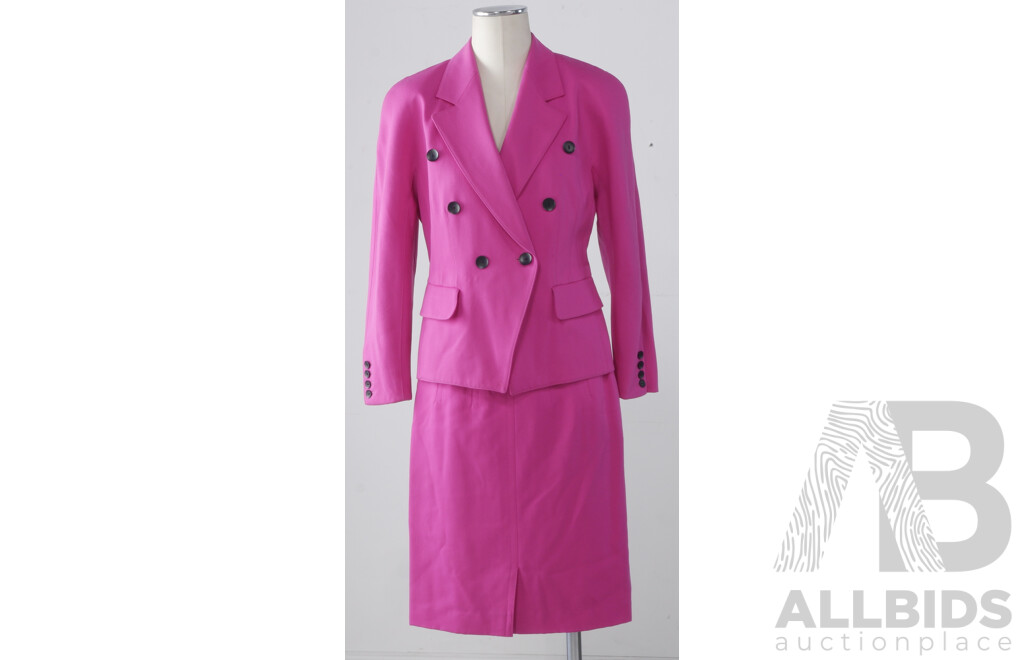 Escada Magenta New Wool Skirt Suit and Additional Stripe Jacket