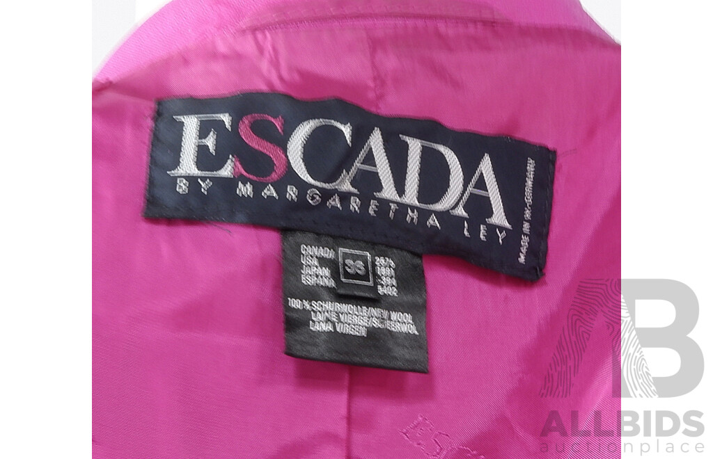 Escada Magenta New Wool Skirt Suit and Additional Stripe Jacket