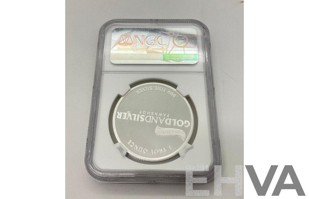 Pawn Stars Gold and Silver Pawn Shop Silver Medallion, 'In the Old Man We Trust' NGC Case .999