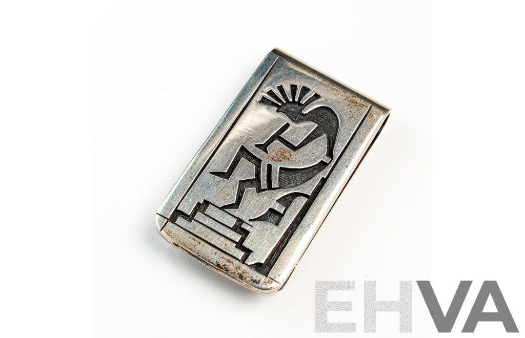 Sterling Silver Hopi-made Kokopelli Design Money Clip - Vintage, 33.63 Grams