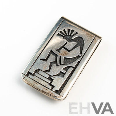 Sterling Silver Hopi-made Kokopelli Design Money Clip - Vintage, 33.63 Grams