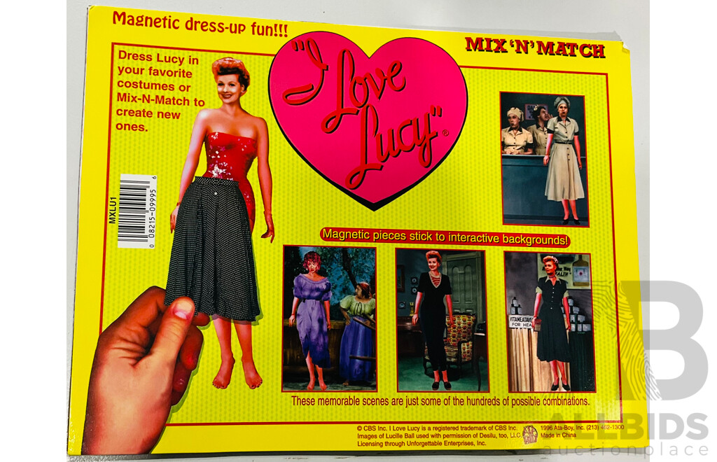 Collection of Items  Including Magnetic I Love Lucy Dress Up Fun, Hornby Playing Cards and Dice in Original Tin, Grooming Kit, Wand and Wild Tex Gloves