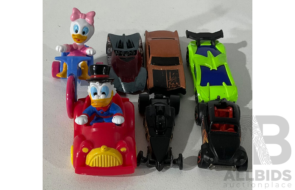 Vintage and Other Matchbox Cars and Two McDonalds Promotional Duck Tales Vehicles with Daisy and Scrooge - Seven in Total