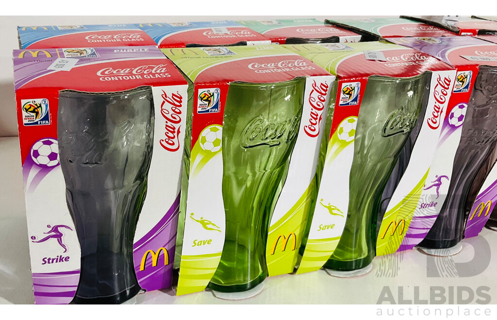 Collection of Twelve Commemorative Coca Cola FIFA 2010 World Cup McDonalds Contour Glass Sets