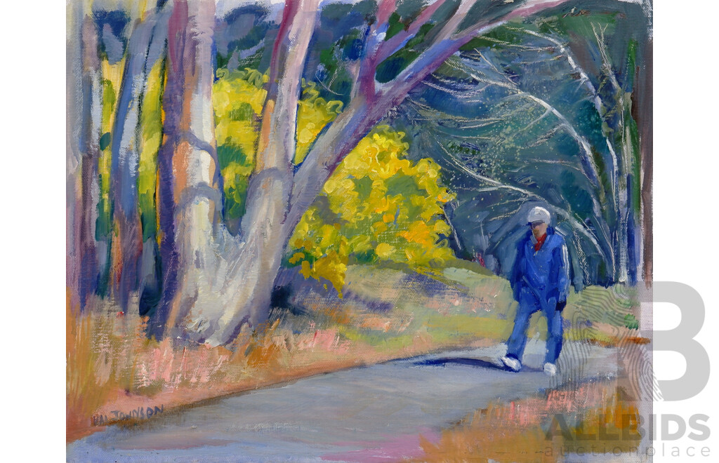 Val Johnson, Kelly's Steps Hobart; a Walk in the Park & I Think I Saw Elvis (Parkes NSW) Oil on Board (3)