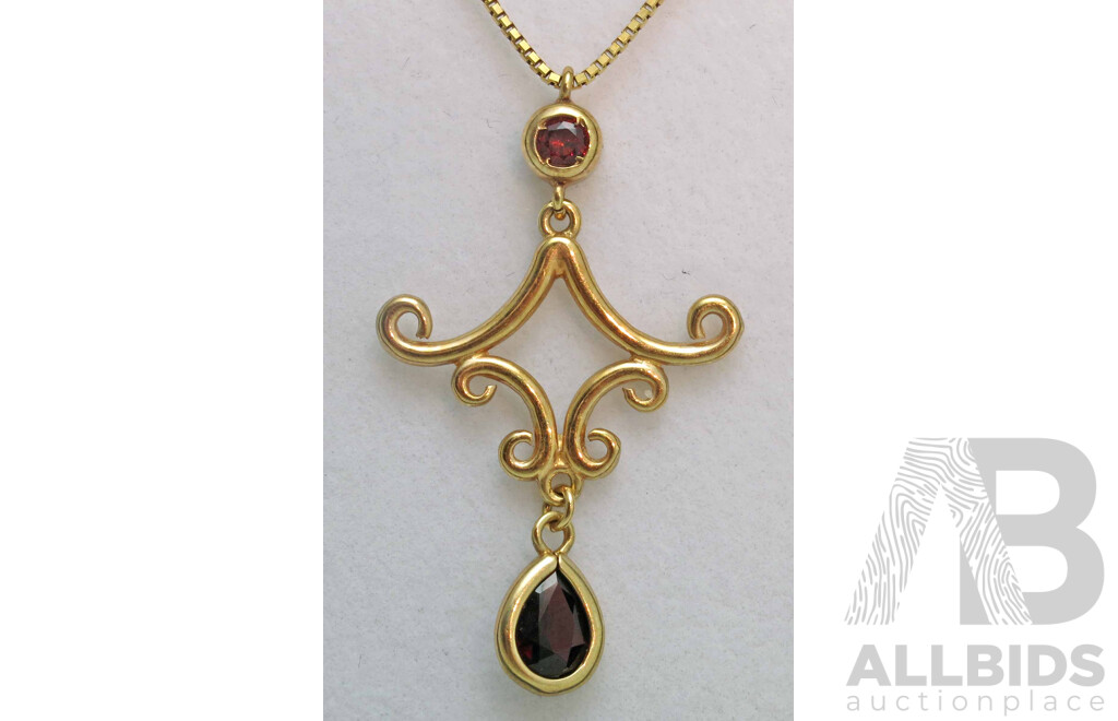 Edwardian style 9ct Gold Pendant and Chain