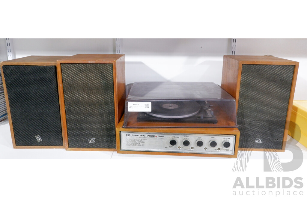 Vintage HMV Turn Table with Speakers