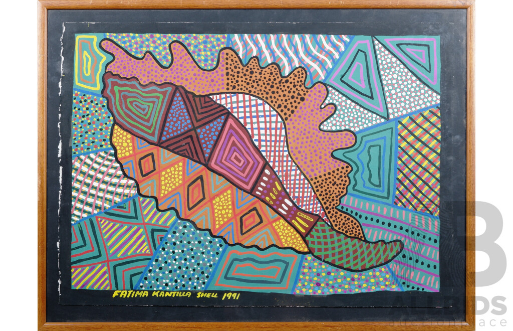 Fatima Kantilla (1971-2000, Tiwi Language Group), Shell 1991, Gouache